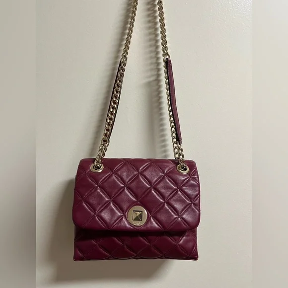 NWOT Kate Spade Burgundy medium Quilted Shoulder Bag - Picture 3 of 13